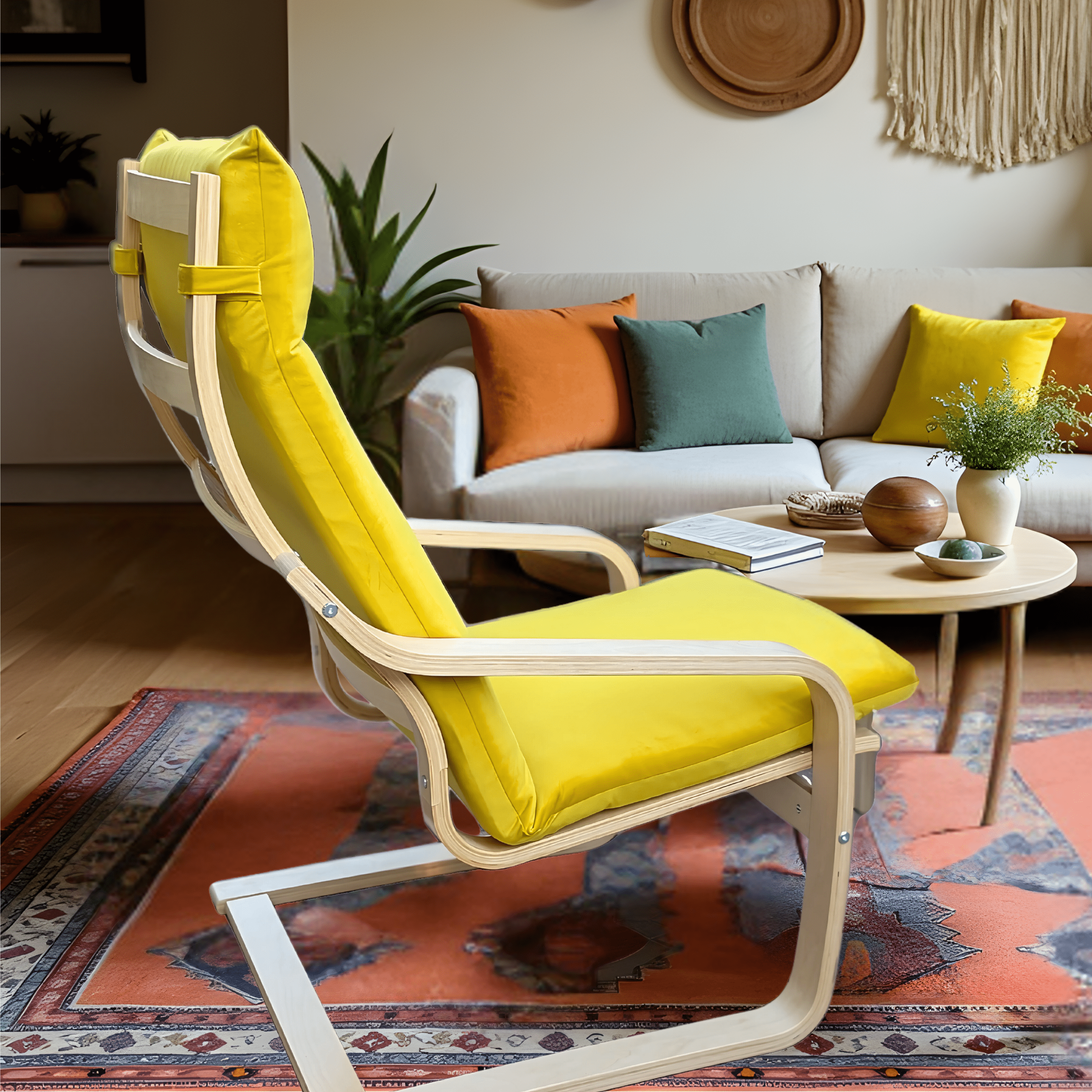 Rockin Cushions IKEA Adult Poang Velvet Gold Chair and Ottoman Covers, Compatible with IKEA Poang